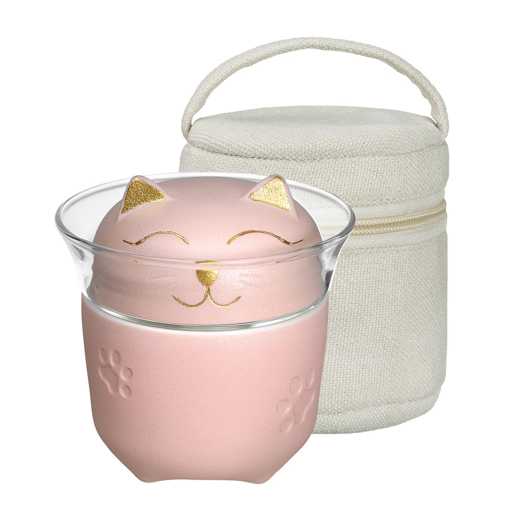 Blissful Kitty Travel Tea Set pink