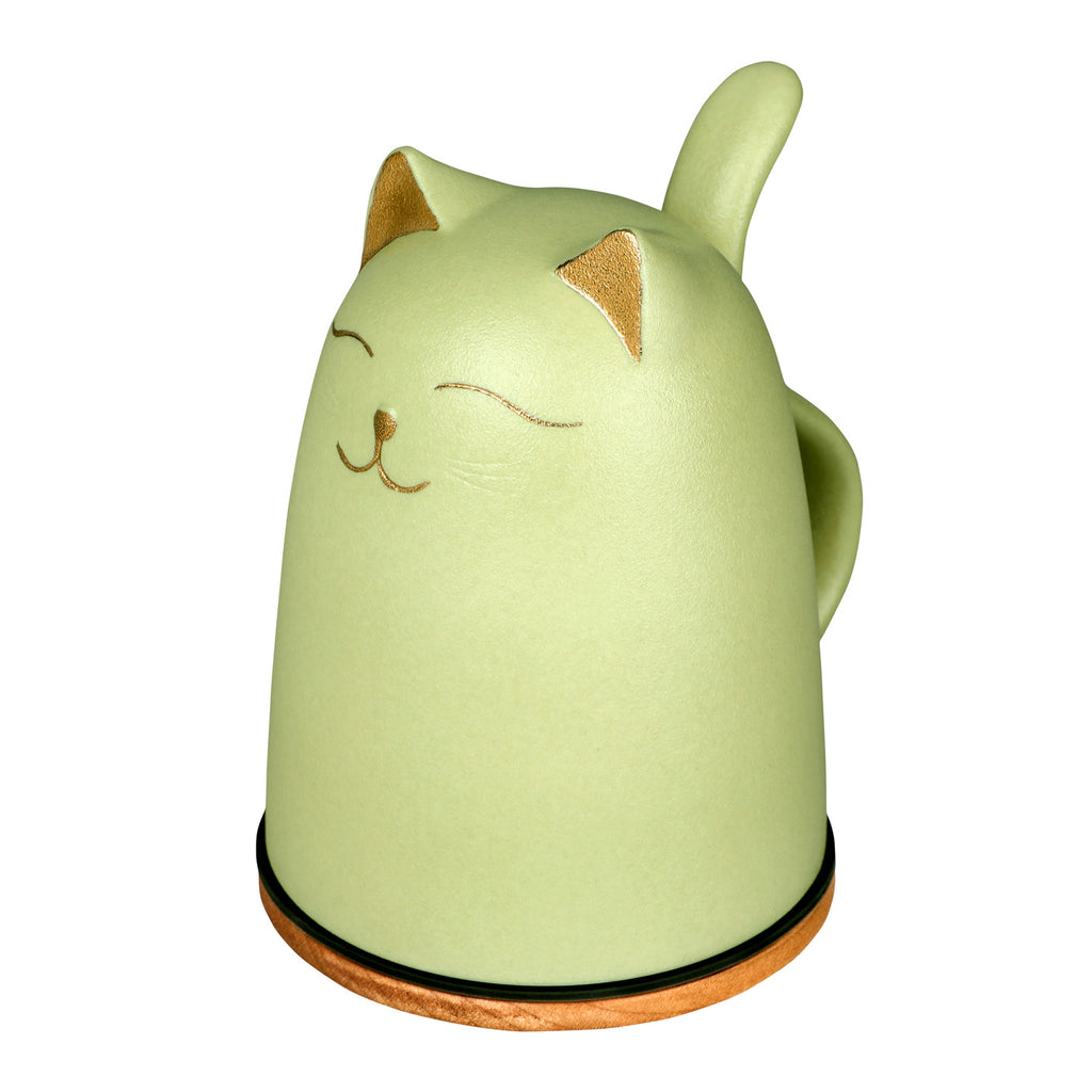 Cat Coffee Mug-Blissful Kitty green