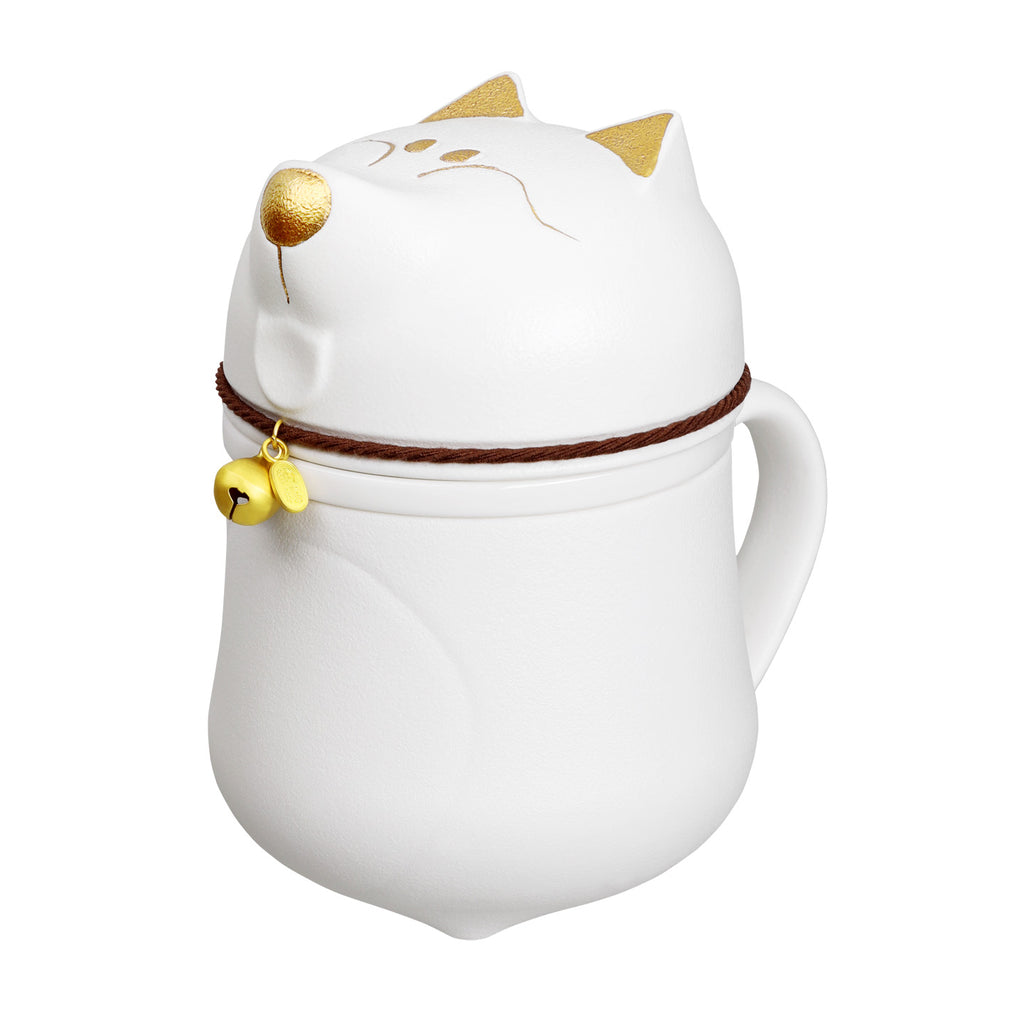 Ceramic Tea Mug-Shibawoof Infuser Mug white