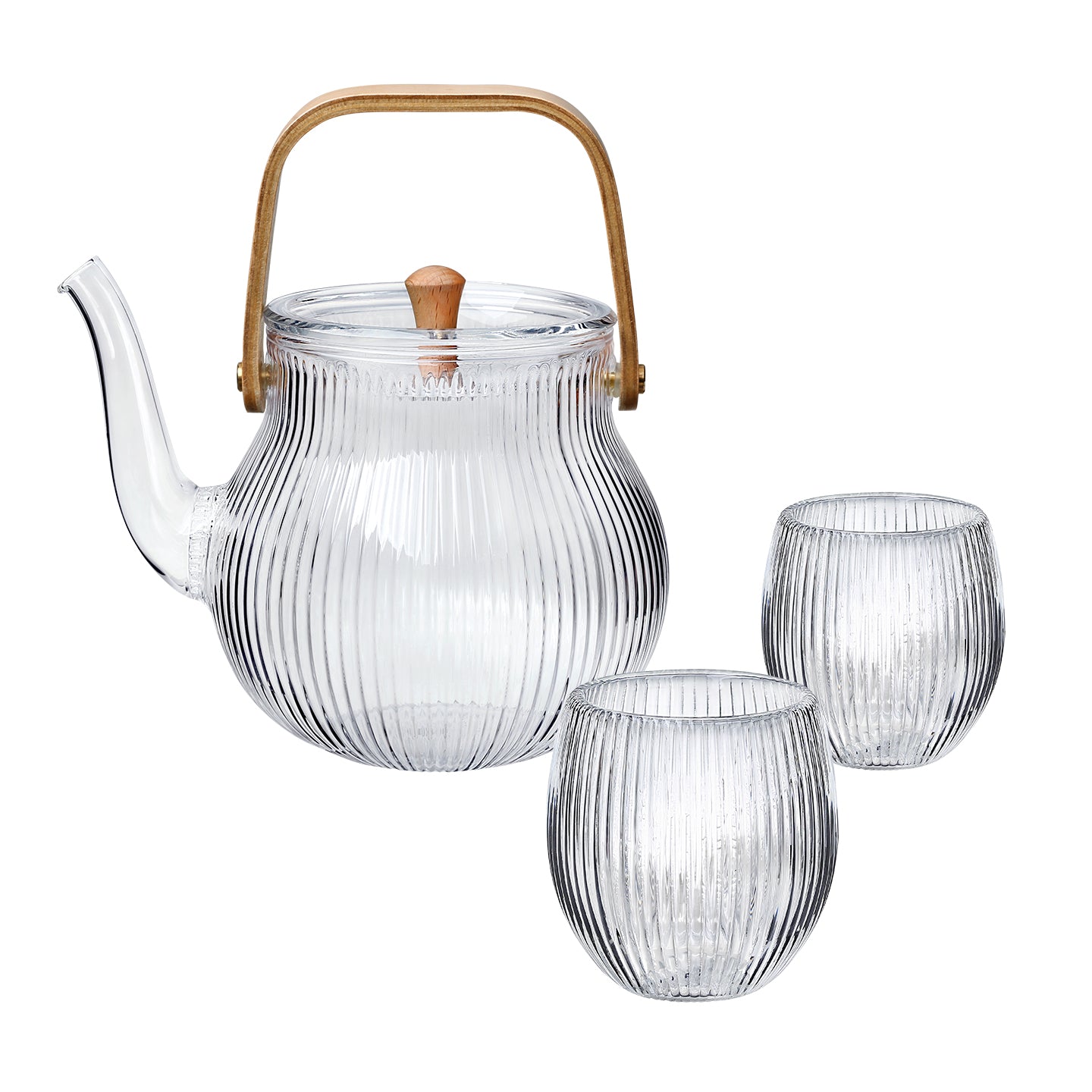 Glass Teapot Vertical Stripe, Ribbed Glass