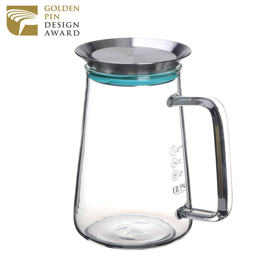 Ottoy 35 Oz Glass Carafe with Stainless Steel Silicone Flip-top Lid - Glass  Water Pitcher Fridge Ice Tea Maker 