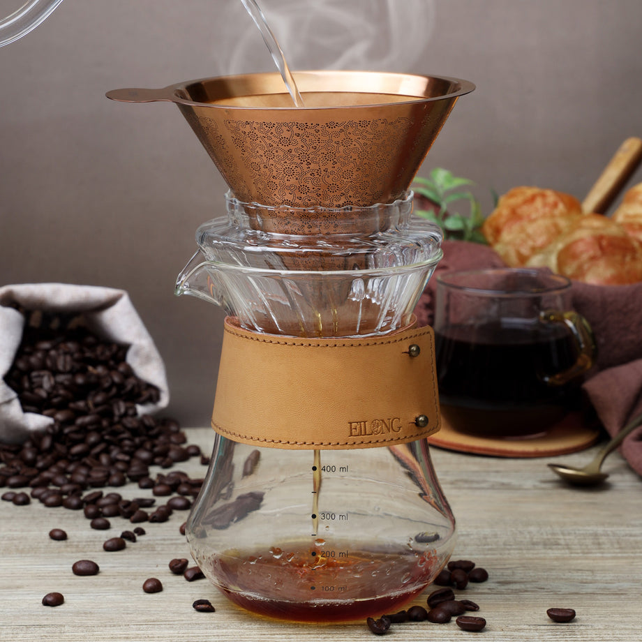 400ML Glass Coffee Drip Brewing Pot Filter Glass Funne Style Pour