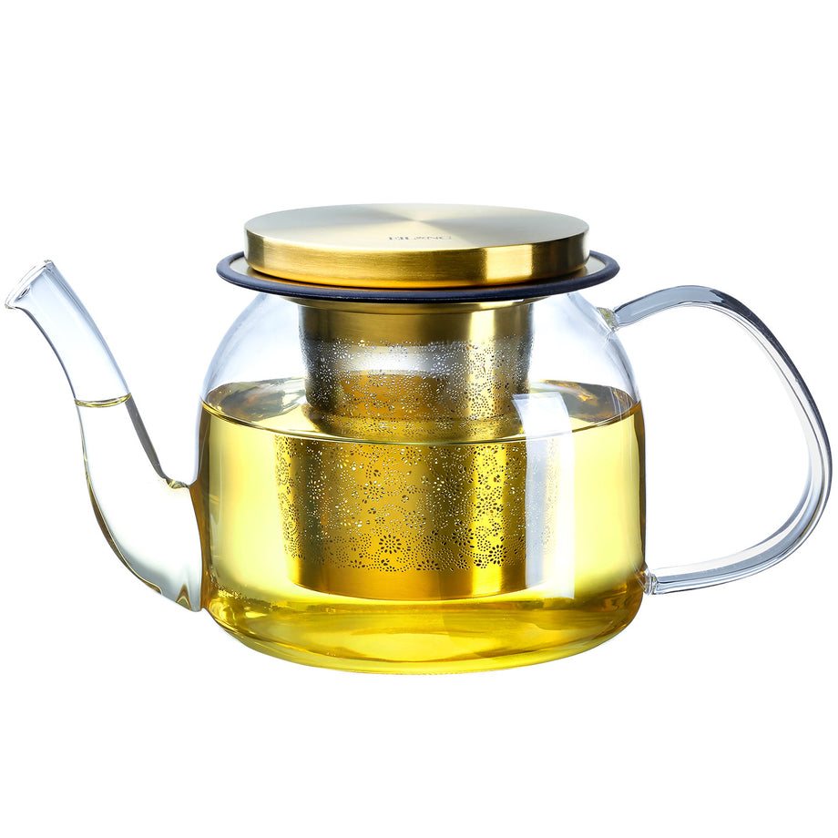 Clear Glass Teapot with Stainless Steel Infuser 22oz Stovetop Safe Tea  Kettle