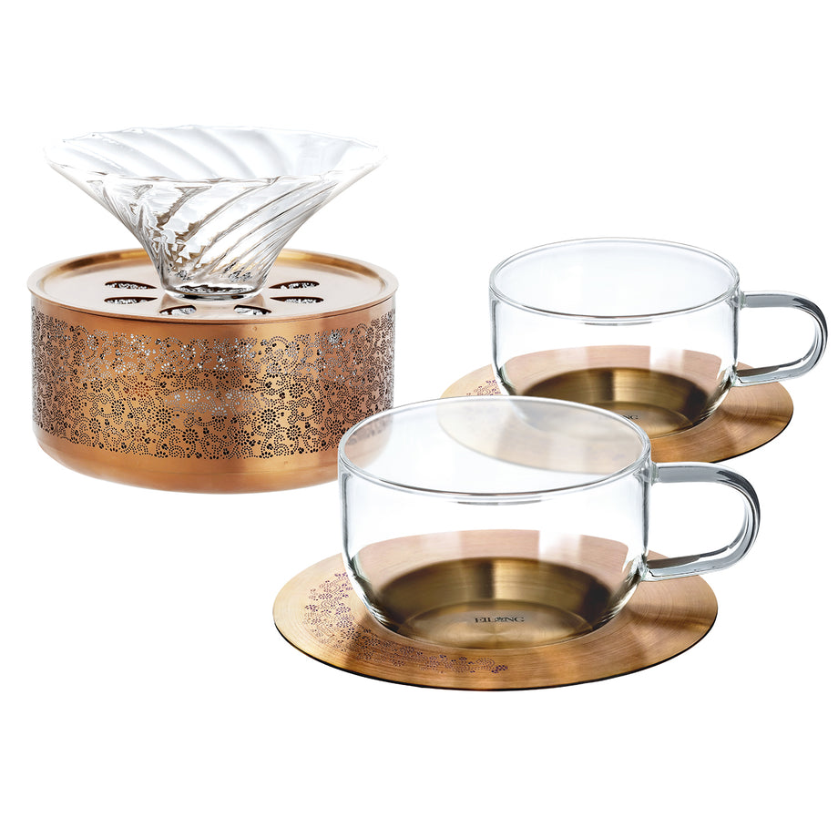Steel & Brass Teapot Set