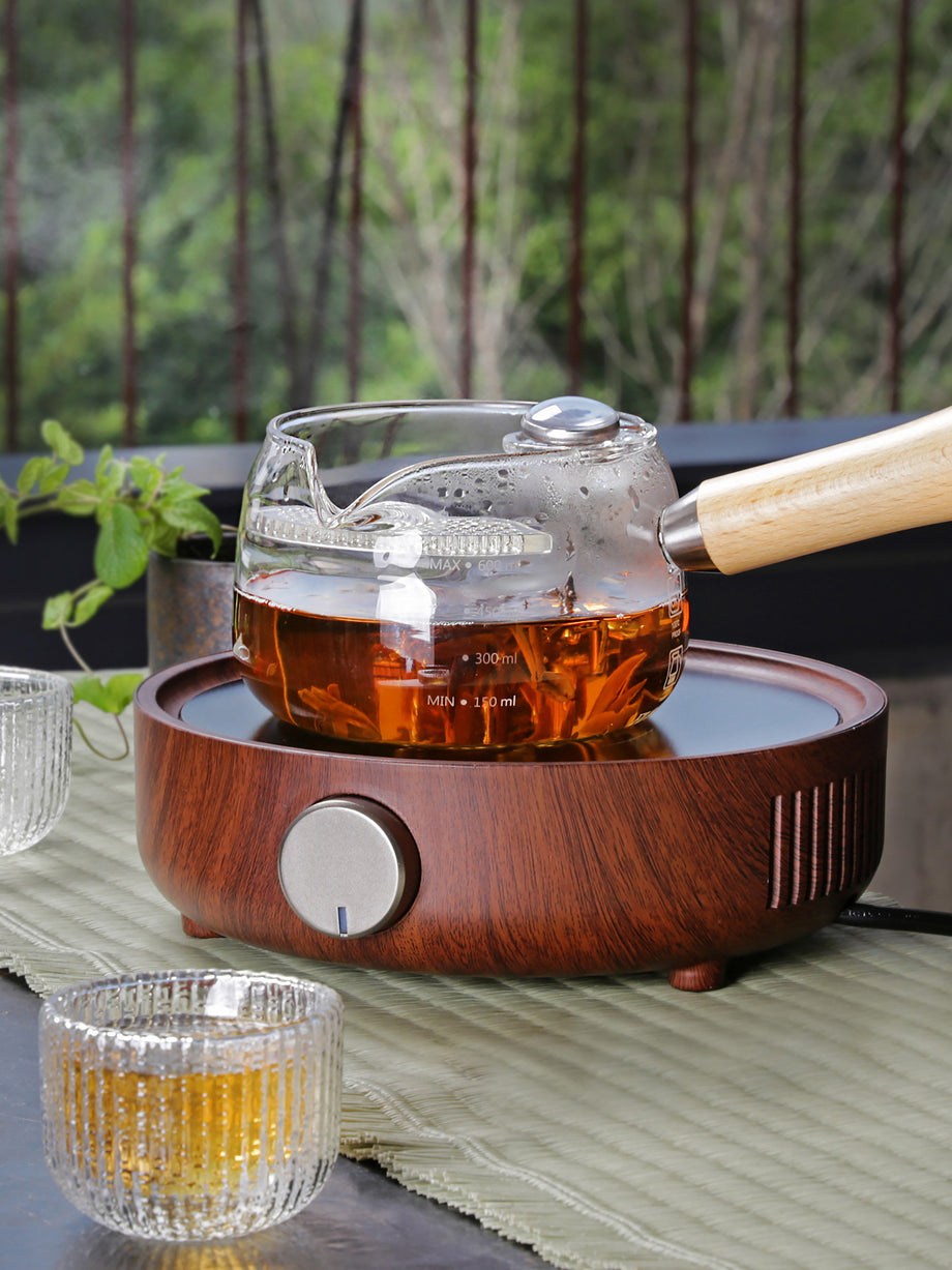 Glass Tea Pot for Steaming with Electric Ceramic Base - High Borosilicate  Material 